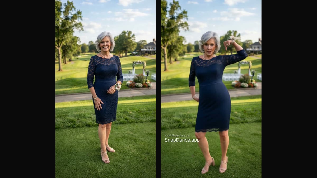 Two portraits side by side: an ordinary photo of a guest on the left and the AI-generated dance frame made from that same photo on the right
