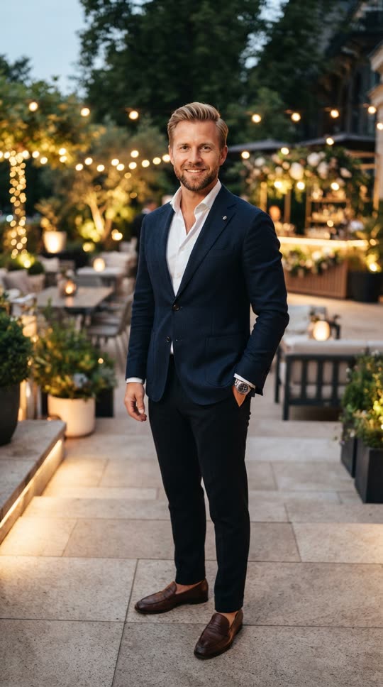 Original photo of a corporate party guest, before AI dance generation