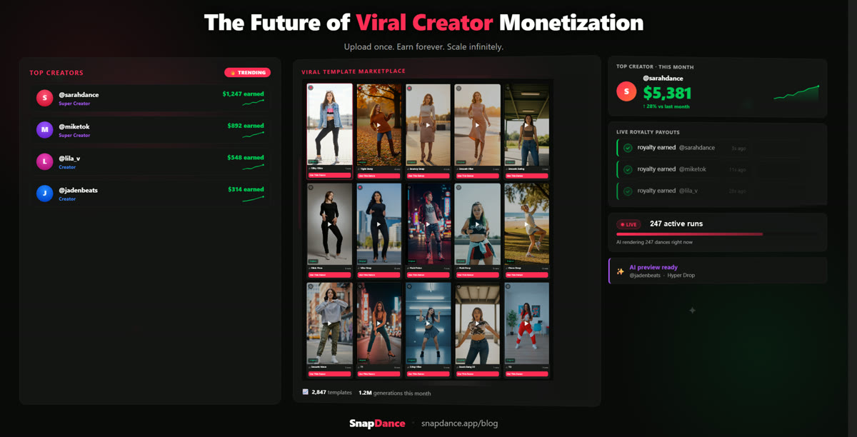 Whether you're a TikTok creator looking to monetize viral choreography or a user looking to generate trend-inspired AI dance videos
